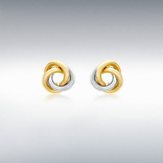 9ct 2-Colour Gold Knot Stud Earrings