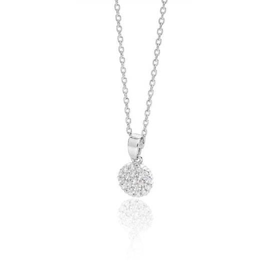 White Simple CZ Disc Drop Pendant