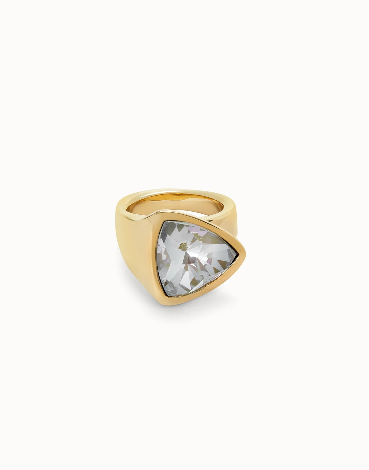 Gold Triangular ring with crystal