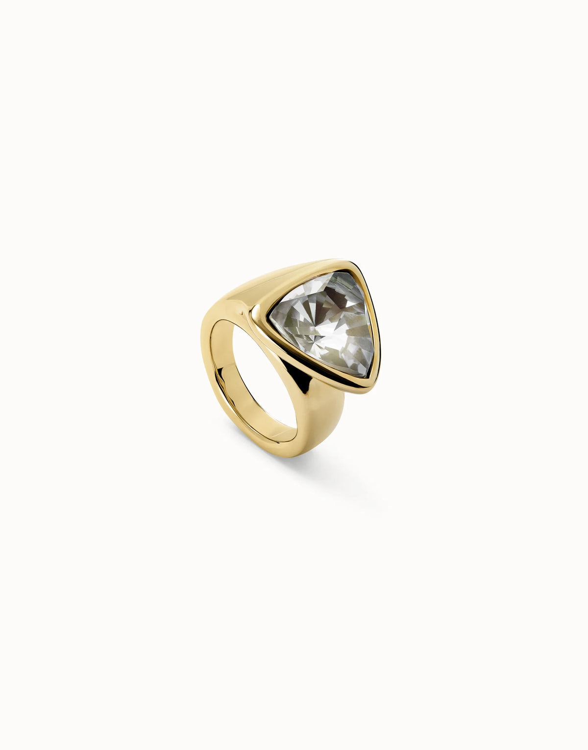 Gold Triangular ring with crystal