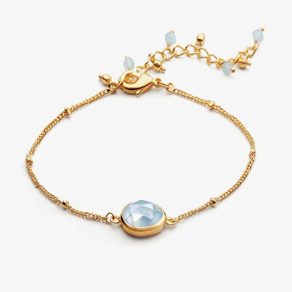 Aegean Gemstone Chain Bracelet 18ct Gold Plated, Aquamarine