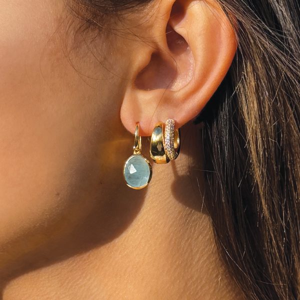 Aegean Gemstone Drop Earrings 18ct Gold Plated, Aquamarine