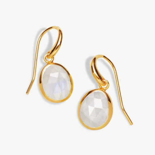 Antigua Gemstone Drop Earrings 18ct Gold Plated, Moonstone