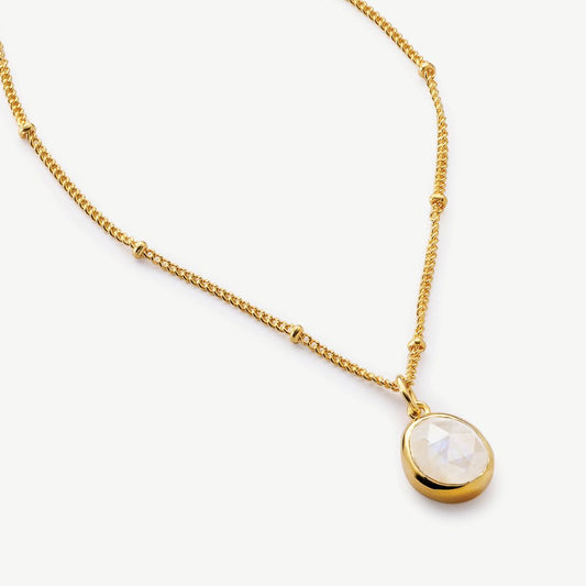 Antigua Gemstone Pendant Necklace 18ct Gold Plated, Moonstone