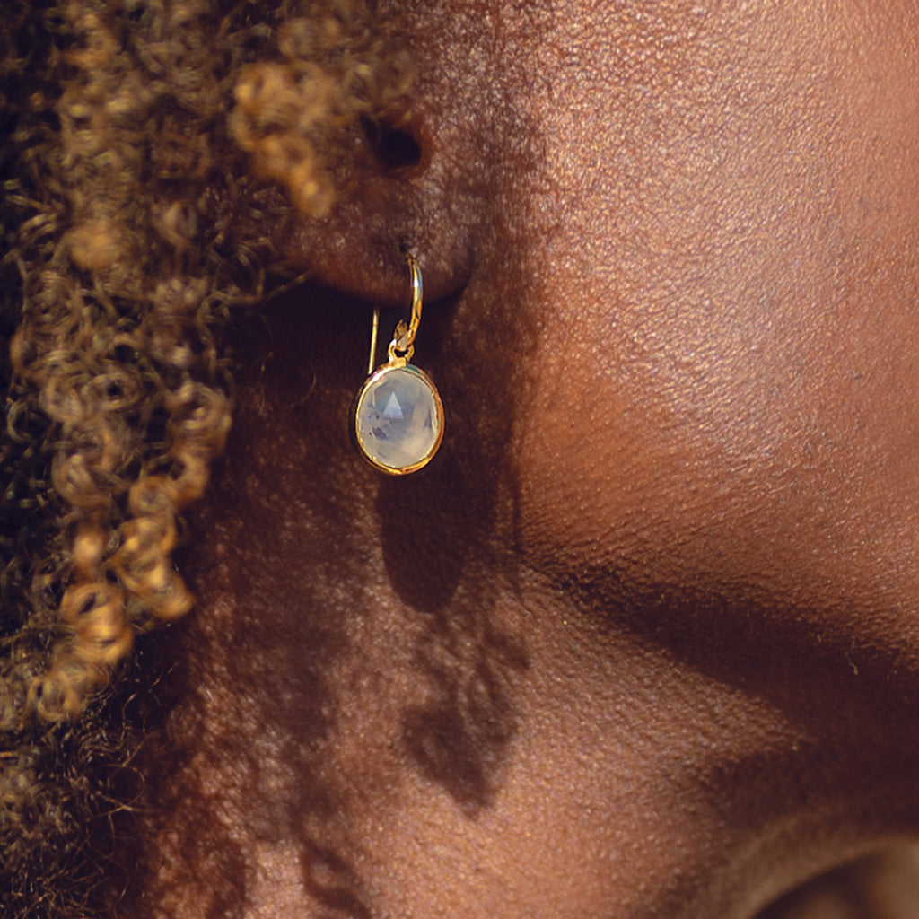 Antigua Gemstone Drop Earrings 18ct Gold Plated, Moonstone