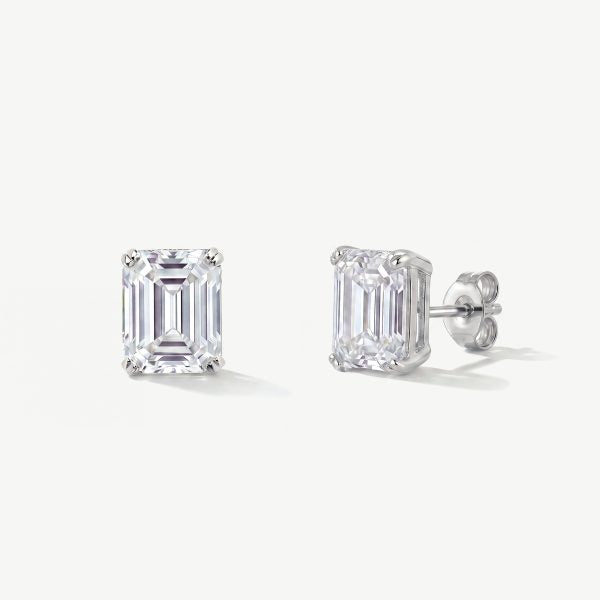 Ascot Rhodium Crystal Emerald Cut Earrings