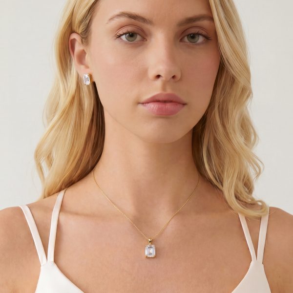 Ascot Gold Crystal Emerald Cut Pendant