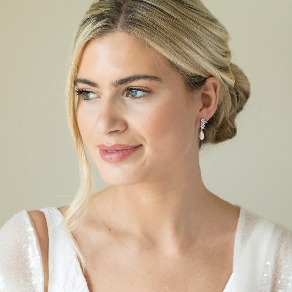 Ashbourne Rhodium Crystal Pearl Drop Earrings
