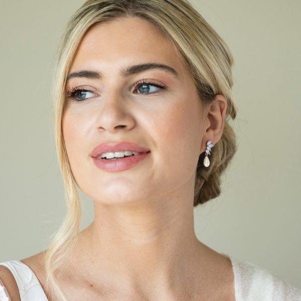Ashbourne Rhodium Crystal Pearl Drop Earrings