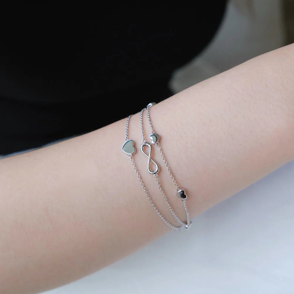 Silver Minimal Heart Bracelet