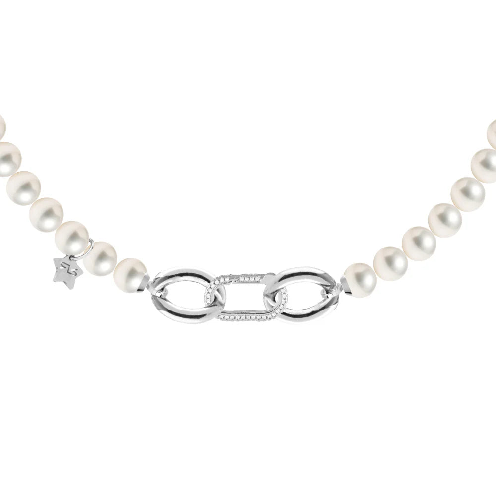 Diva Pearl Necklace with Silver Tone Clasp