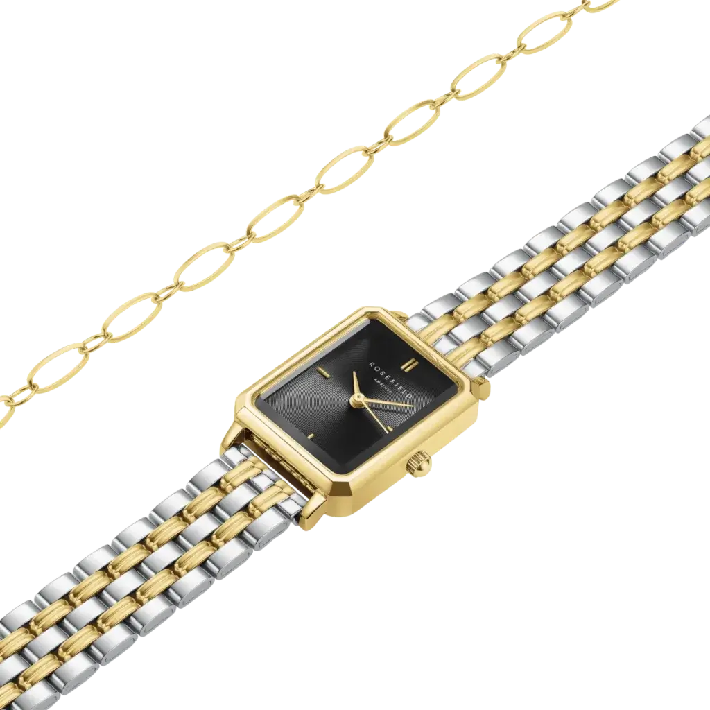Rosefield Black Dial Duotone Octagon with bracelet