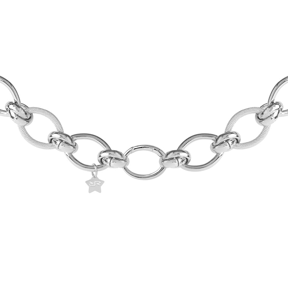 Diva Silver Tone Oval Necklace