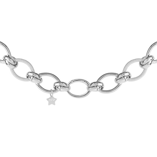 Diva Silver Tone Oval Necklace