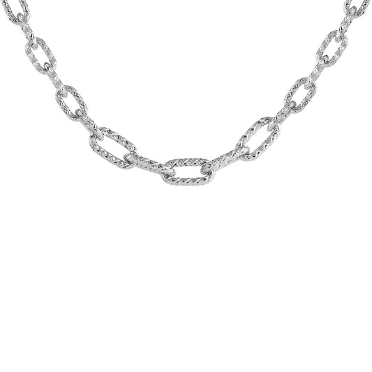 Diva Silver Tone Diamond Cut Link Necklace