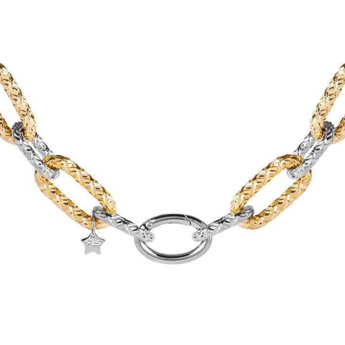 Diva necklace with reflective two-tone links