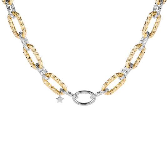 Diva necklace with reflective two-tone links