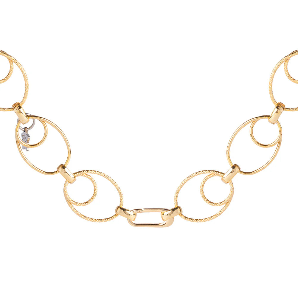 Diva necklace with double oval diamond and smooth links