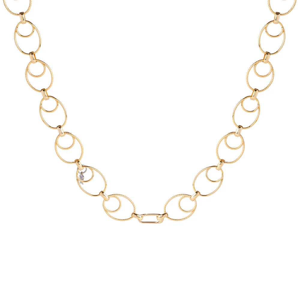 Diva necklace with double oval diamond and smooth links