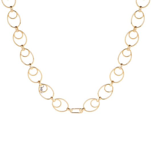 Diva necklace with double oval diamond and smooth links