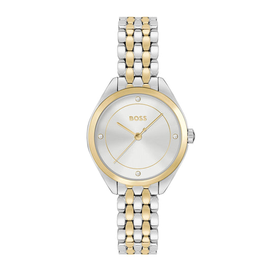 BOSS Mae Stainless Steel and Yellow Gold Tone Crystal Ladies Watch