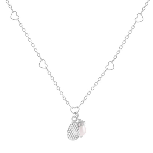 Tulipe necklace with pavé drop and pearl