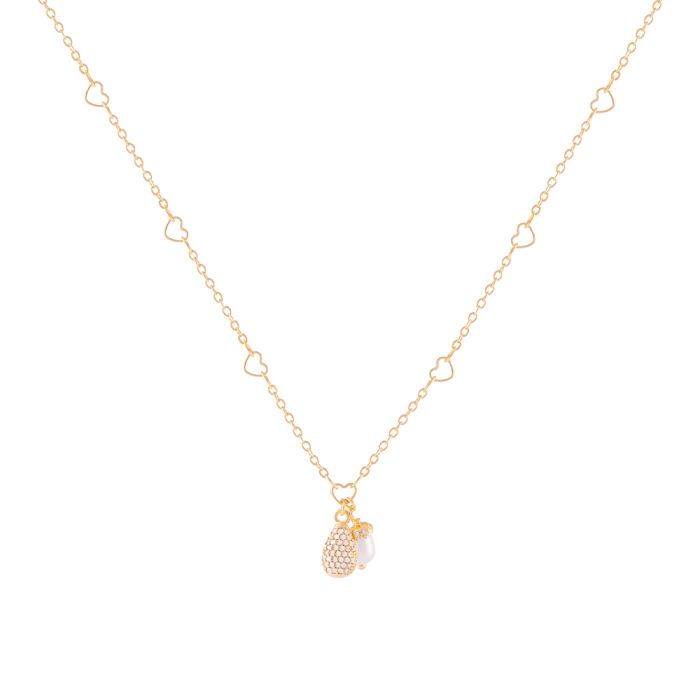 Tulipe necklace with pavé drop and pearl
