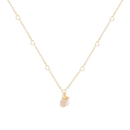 Tulipe necklace with pavé drop and pearl