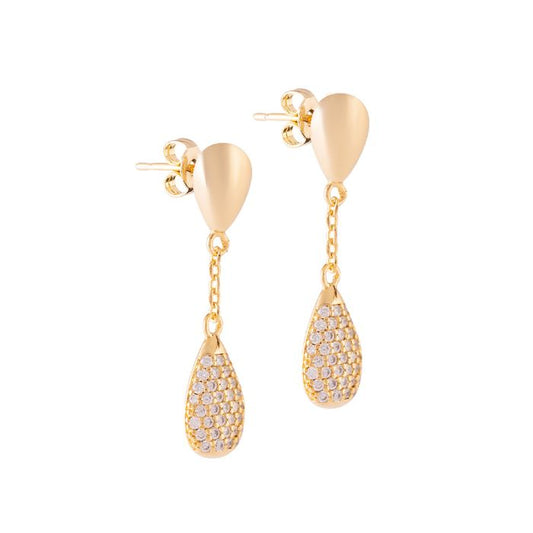 Tulipe earrings with pavé drop pendant