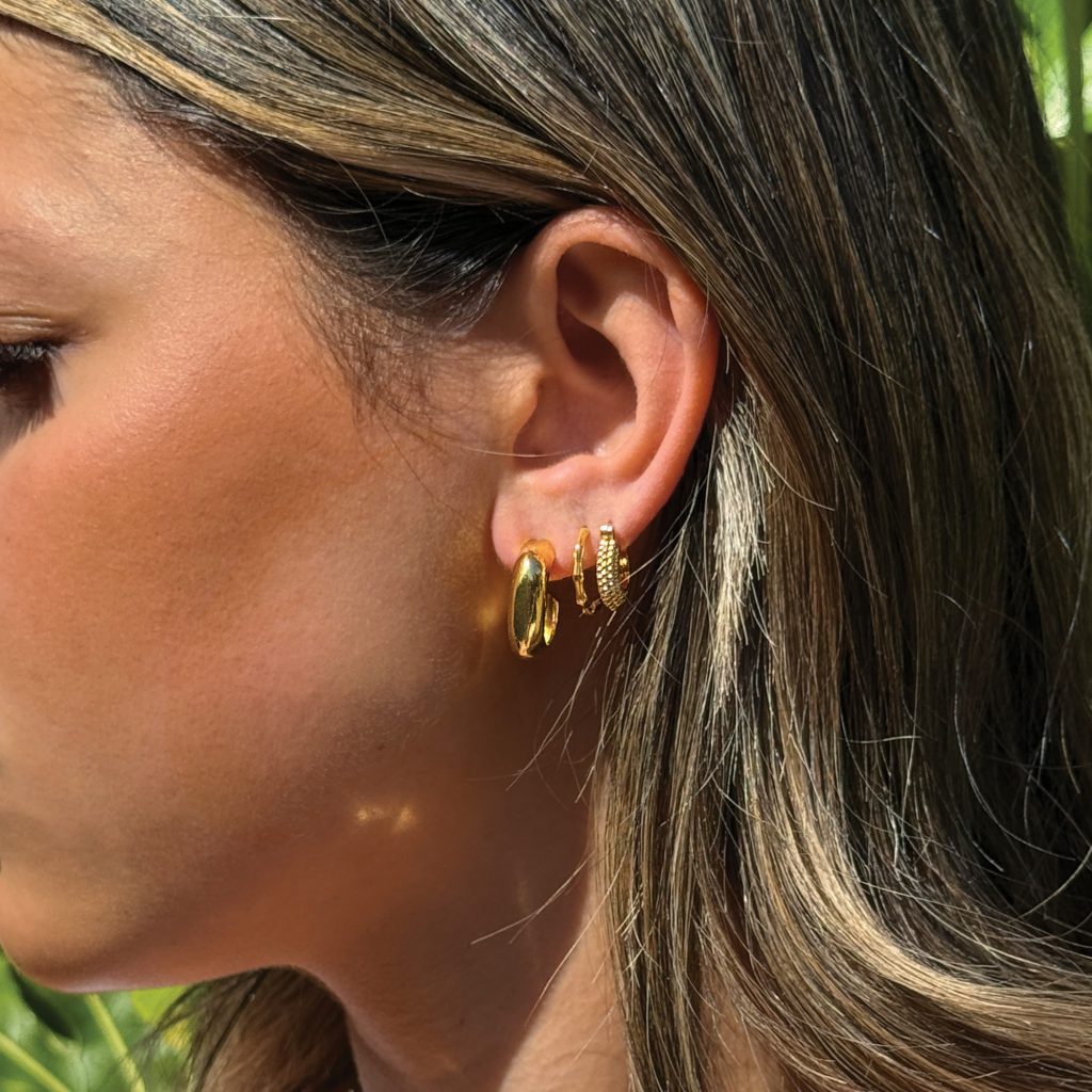 Baku Square Dome Hoop Earrings