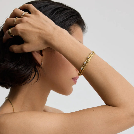 Bamboo Bangle With Stones