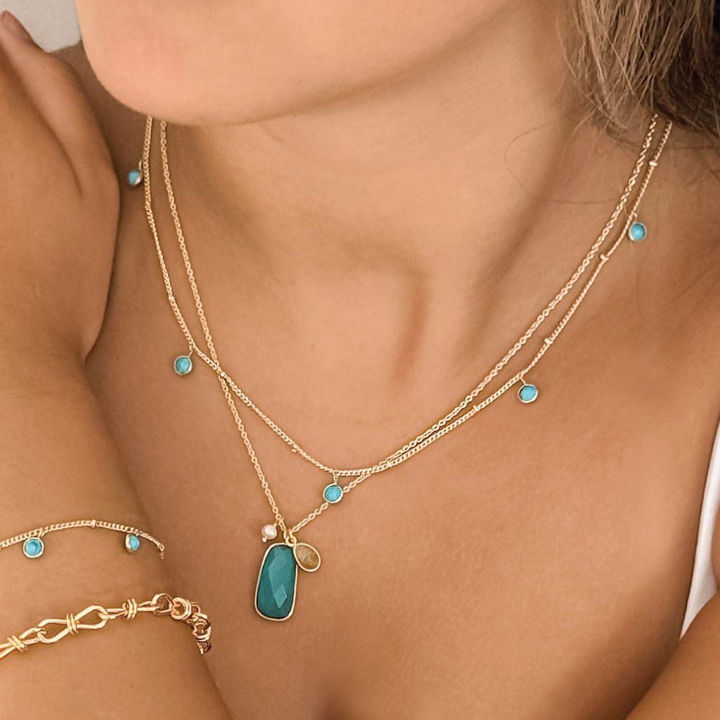 Biarritz Bleu Gemstone Mini Charm Bracelet