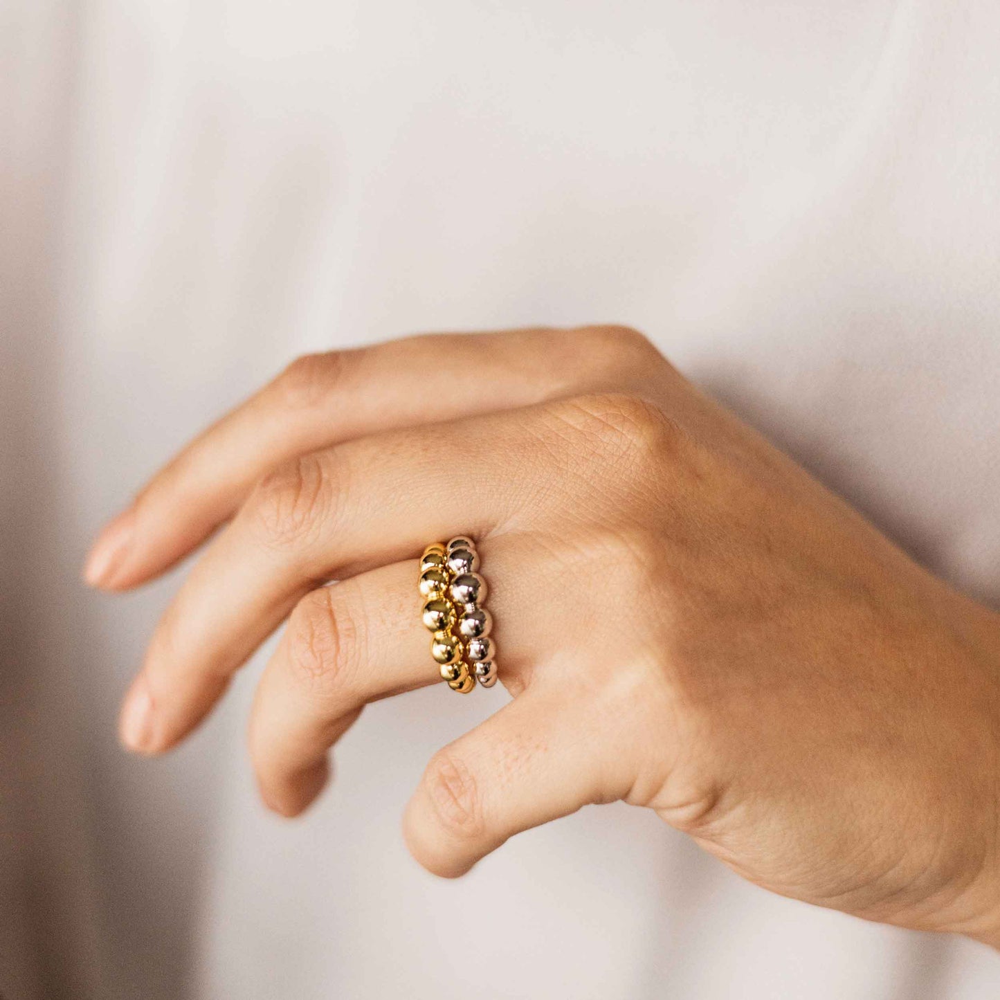 Silver Beaded Ring