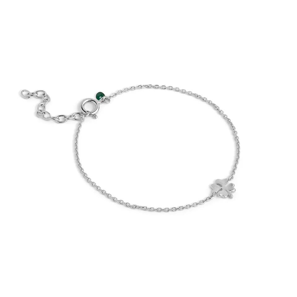 Silver Four-Leaf Clover Bracelet