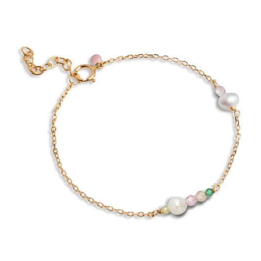 Gold Sofia Bracelet - Light Pink & Pearl