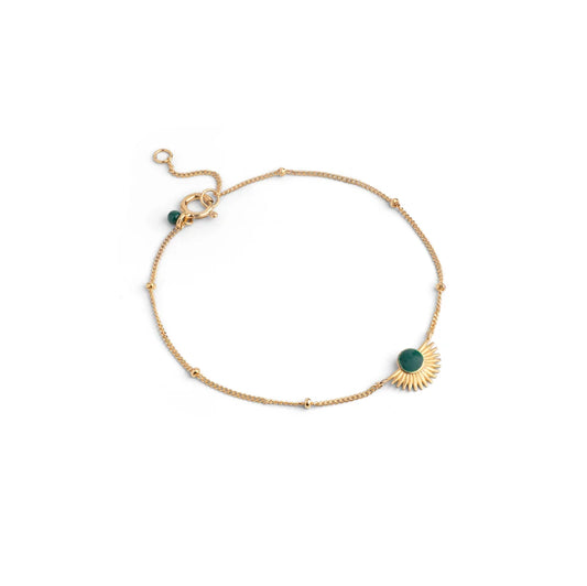 Gold Soleil Bracelet  - Petrol Green
