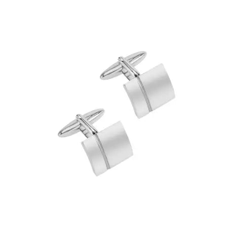 Rhodium Plated Base Metal Brushed Cufflinks