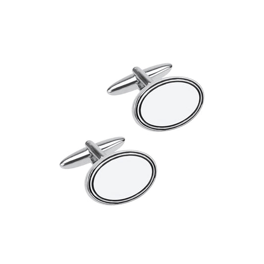 Oval Black Line Cufflinks