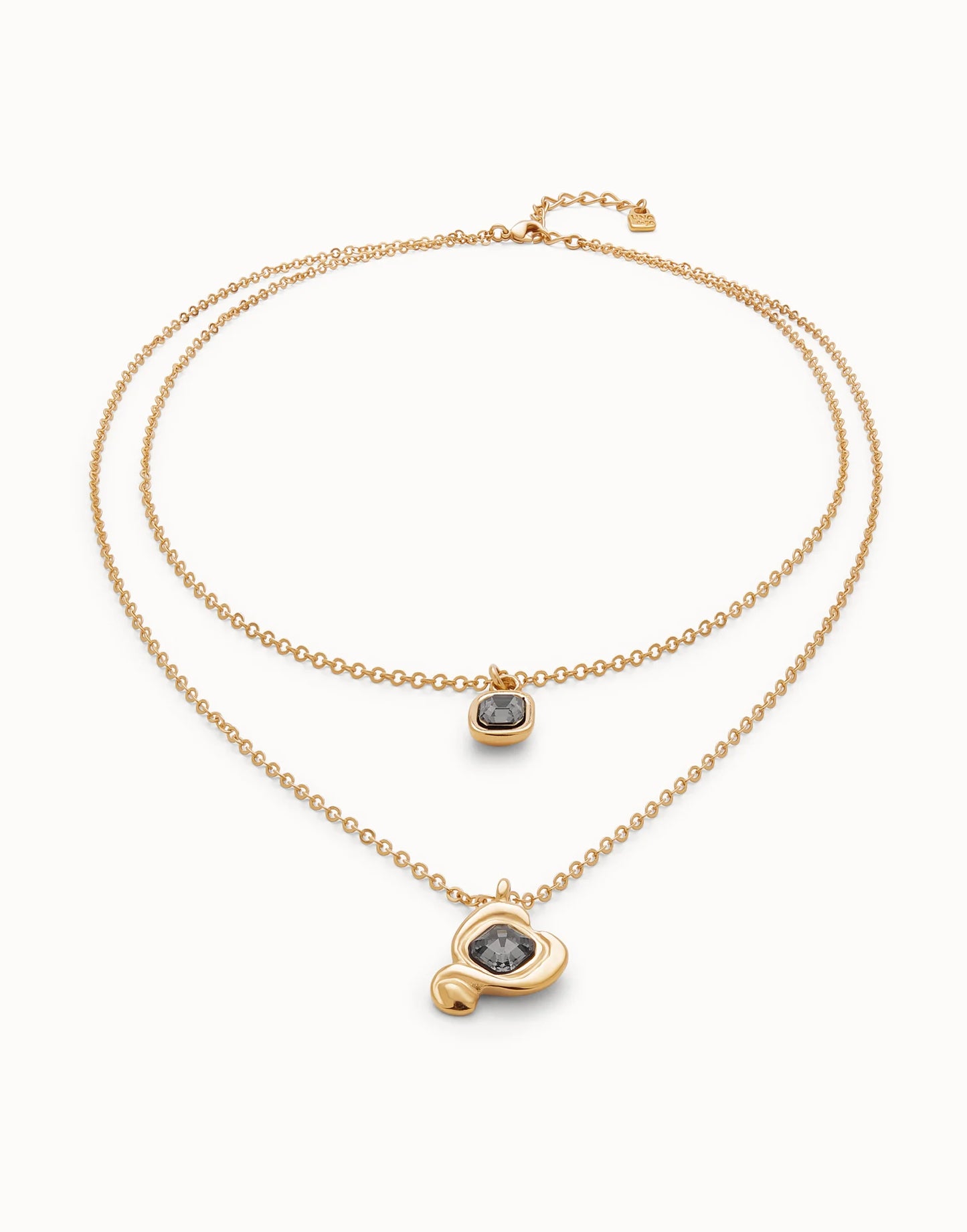 Multi-layer pendant link chain necklace with heart charm