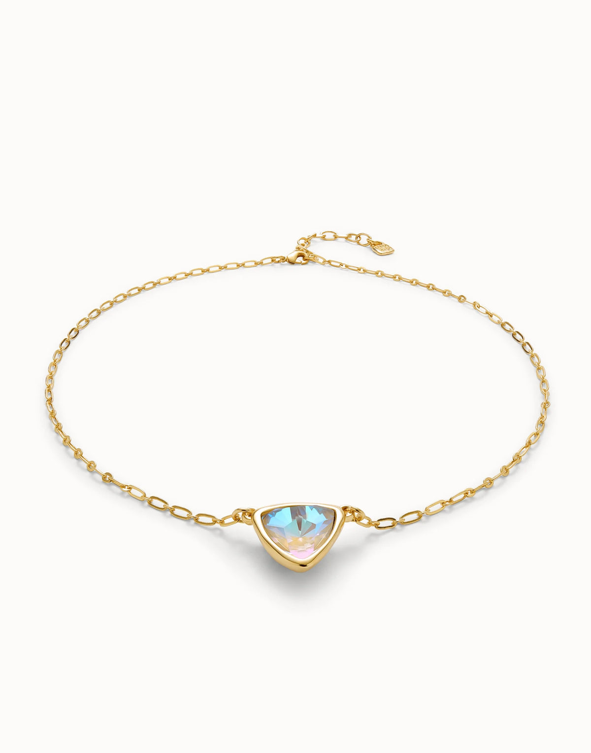 Pendant chain link necklace with multicolor crystal
