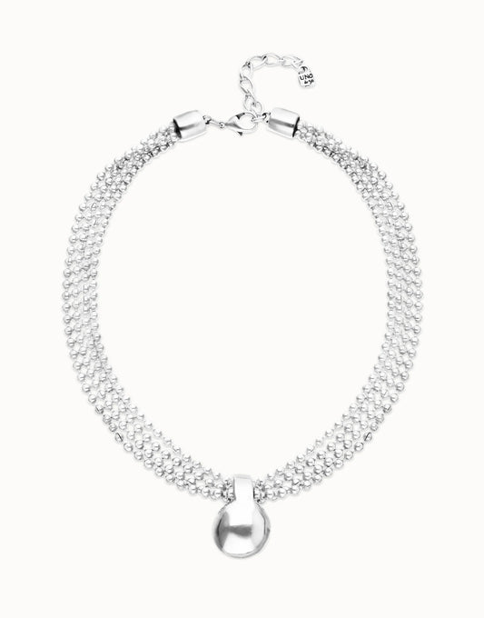 Short necklace with silver threads and large sphere