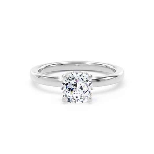 Cushion Cut Under Halo Diamond Ring