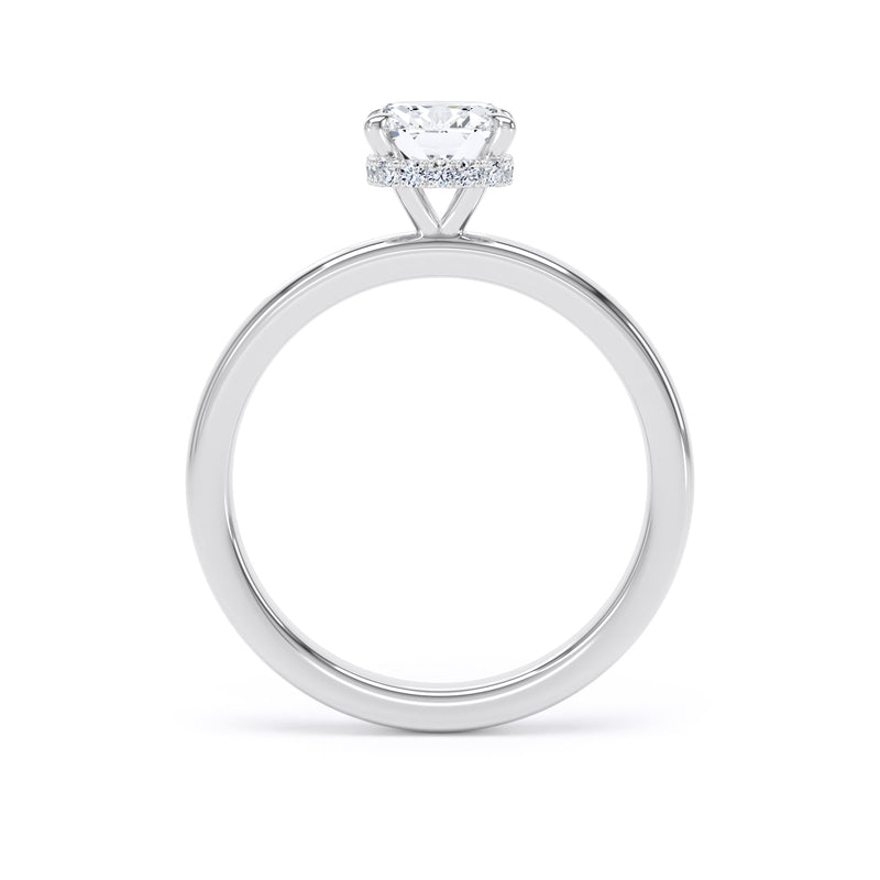 Cushion Cut Under Halo Diamond Ring