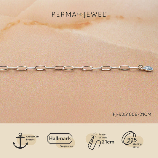 Oval Cable Chain Sterling Silver 21 cm Bracelet