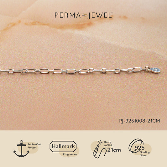 Oval Long and Short links Sterling Silver Bracelet