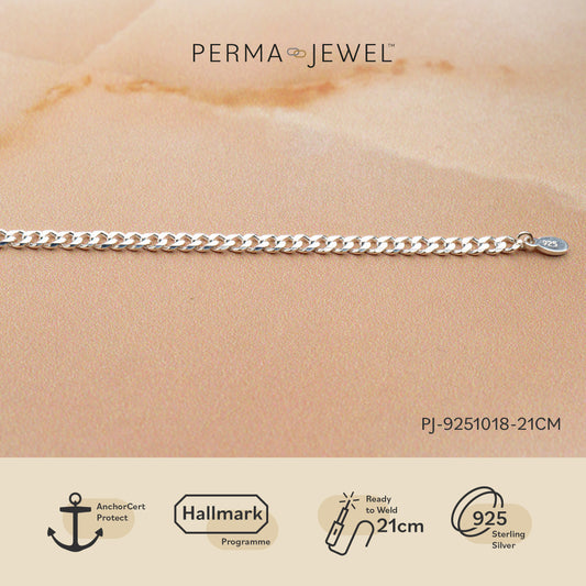 PermaJewel Curb Chain Bracelet Sterling Silver
