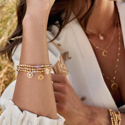 Gold Lavendar Amethyst Third Eye Chakra Bracelet