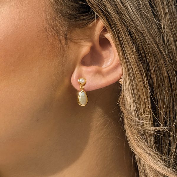 Corsica Gold Pearl Earrings