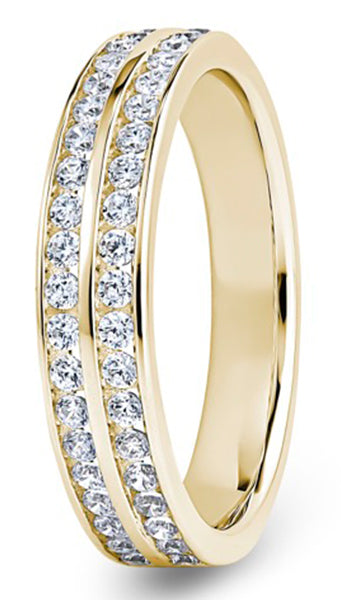 Channel Set Double Diamond Band