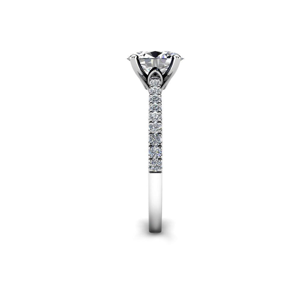 Oval Diamond ring with Diamond set Shoulders and Secret Diamond Setting